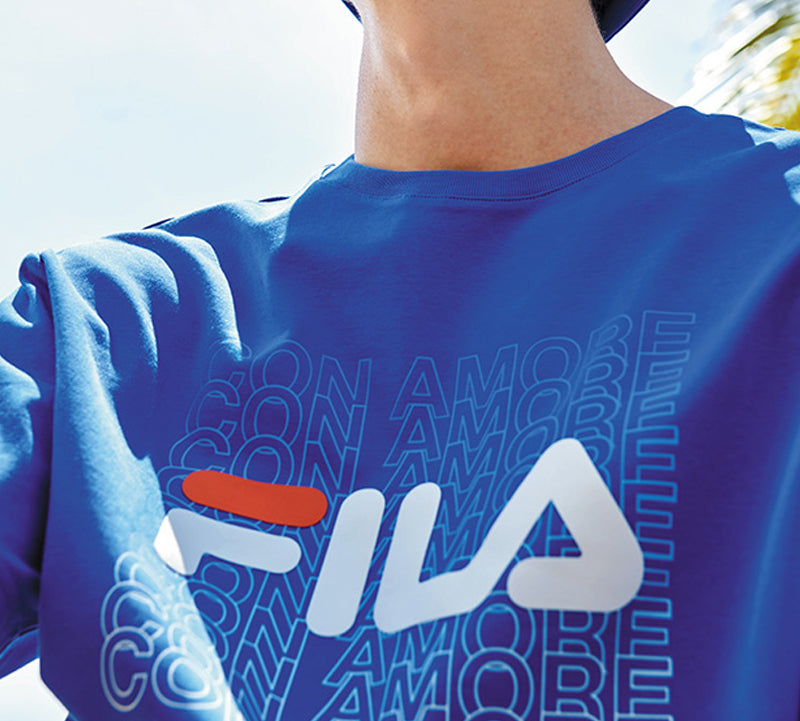 FILA Logo Alphabet Printing Short Sleeve Blue F11M028116F-BU