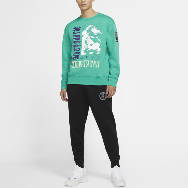 Air Jordan Winter Utility Plush Round Neck Casual Sports Pullover Green CT3492-370