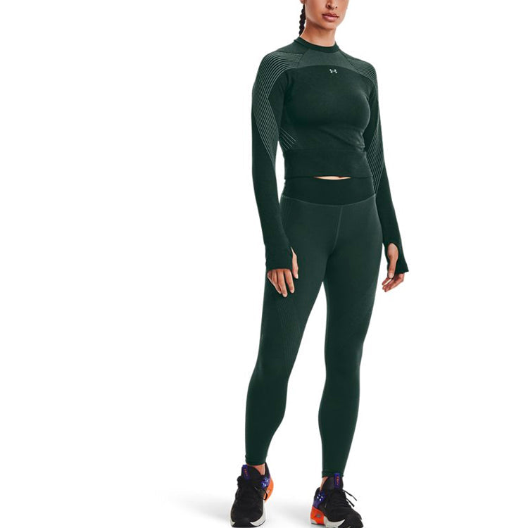(WMNS) Under Armour Causual Training Short Sports Long Sleeve T-Shirts 'Green' 1362723-370
