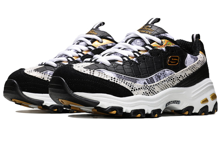 (WMNS) Skechers D'Lites-Runway Ready Low-Top Daddy Shoes Black/White 11918-BWGD