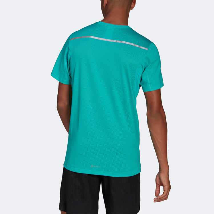 Men's adidas Otr Cooler Tee Solid Color Alphabet Logo Printing Round Neck Pullover Short Sleeve Blue T-Shirt HB7464