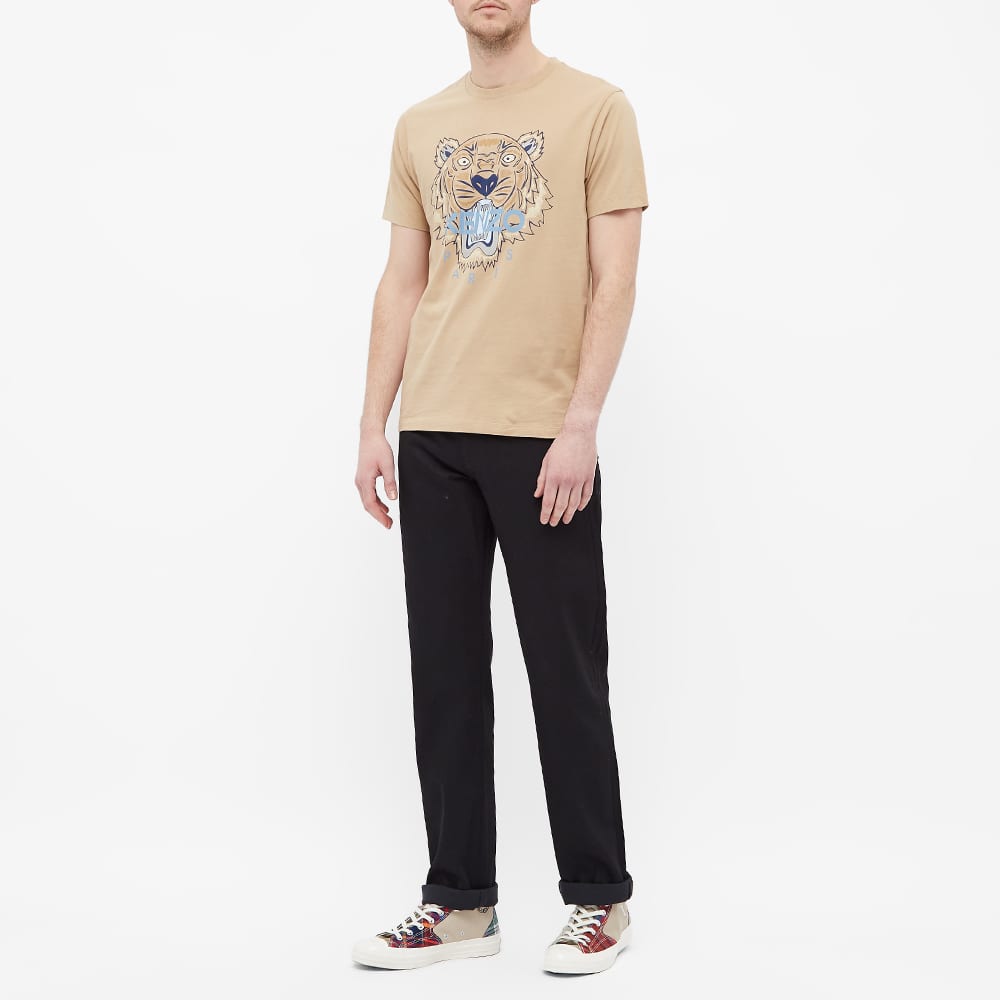Men's KENZO Tiger Head Pattern Round Neck Short Sleeve Cream Yellow FB55TS0204YA-11