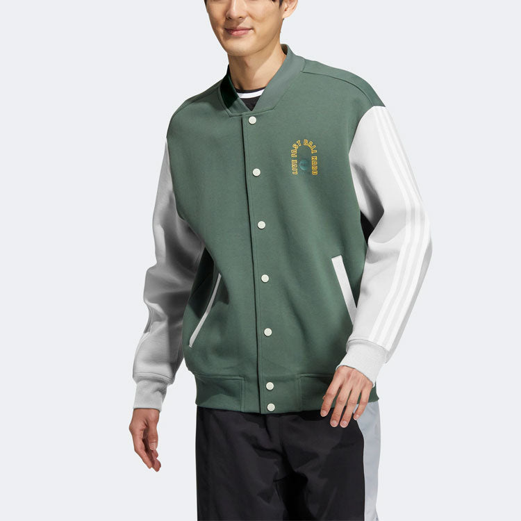Men's adidas neo Alphabet Printing Sports Jacket Green HM1989