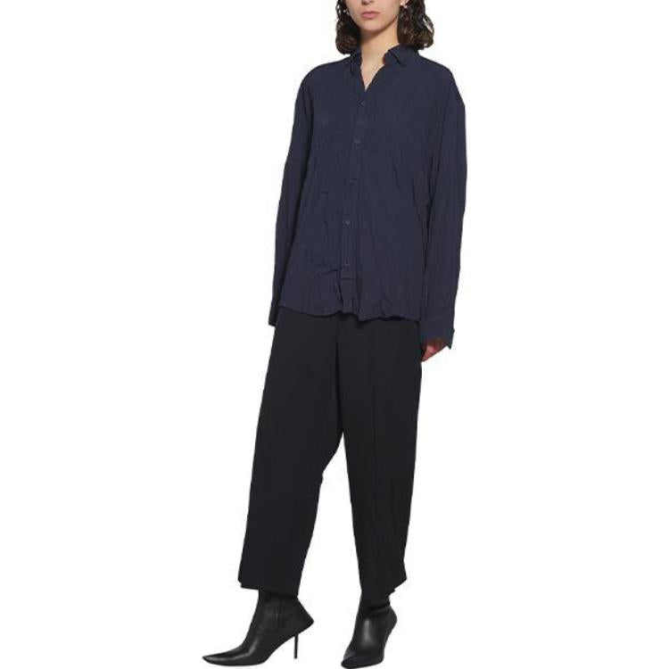 (WMNS) Balenciaga Long Sleeve Large Fit Shirt 'Blue' 658956TLM164100