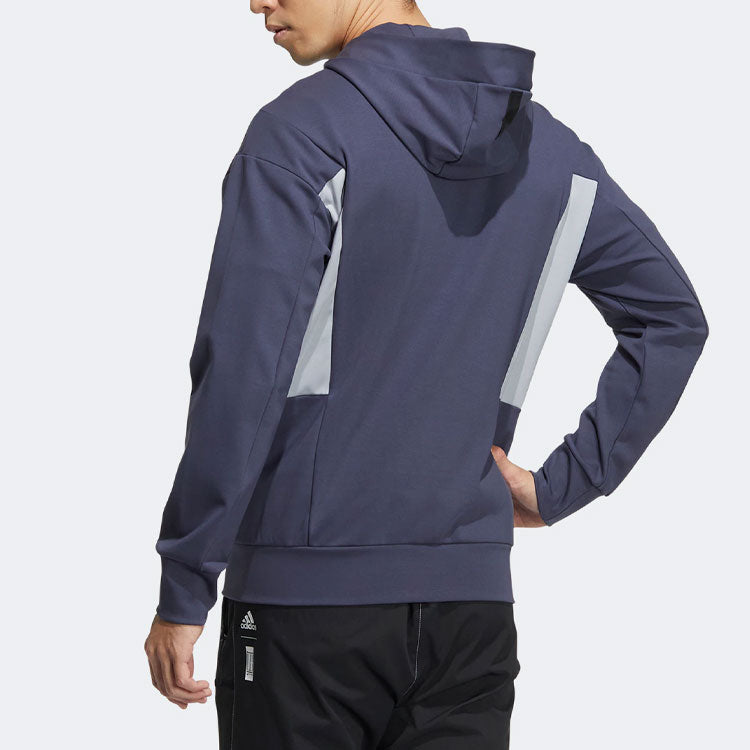 Men's adidas Martial Arts Series Splicing Color Block Sports Hooded Jacket Deep Navy Blue HE5139