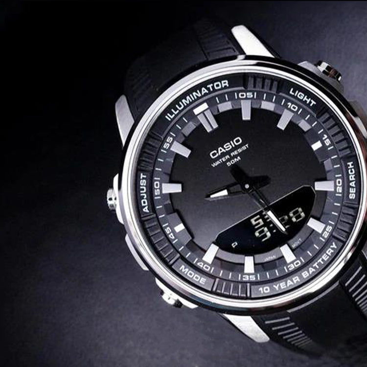 Casio Dress Classic Minimalistic Analog Watch 'Metallic Black Silver' AMW-880-1AV