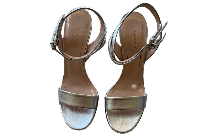 (WMNS) Gucci Horsebit Accent Leather Slide 'Silver' 408261-B8B00-8106