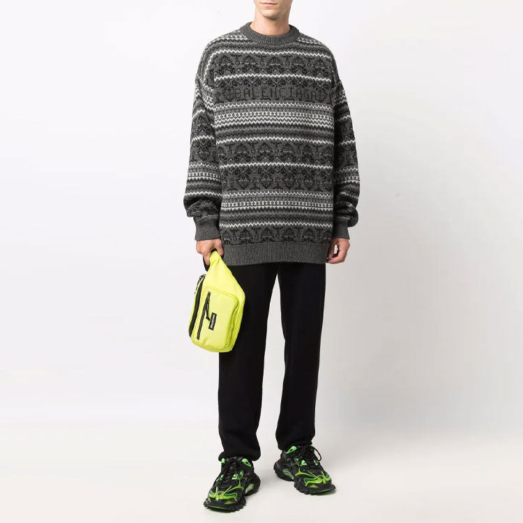 Balenciaga Fair Isle Crewneck Sweater 'Grey' 675280T16121240