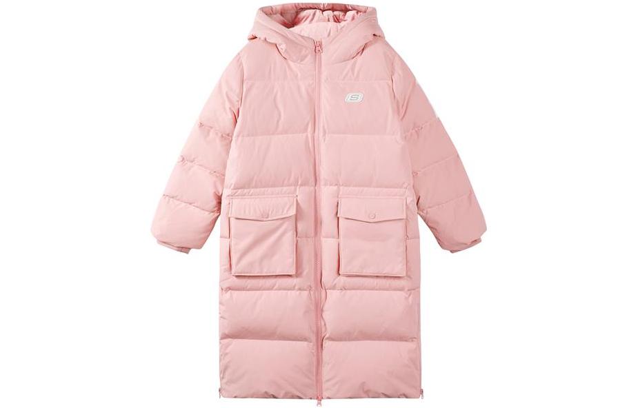 (GS) Skechers Logo Printed Long Down Jacket 'Blue Pink' P422G042