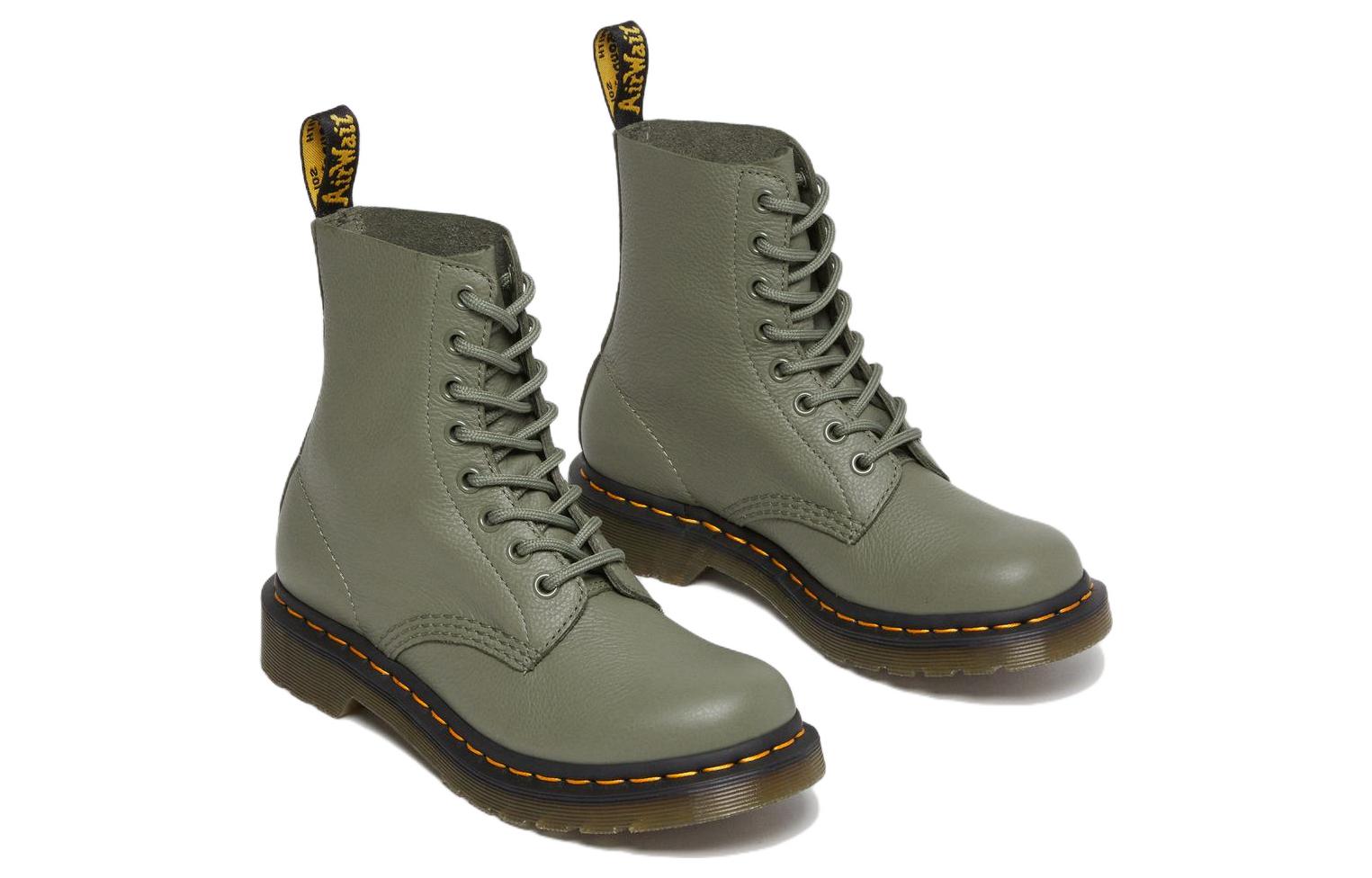 (WMNS) Dr. Martens 1460 Pascal Virginia Leather Boots 'Khaki Green' 27641384
