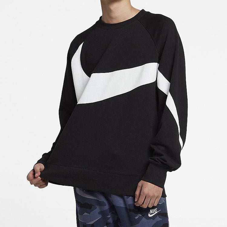 Nike BIG SWOOSH Large Logo Round Neck Pullover Black AR3089-012