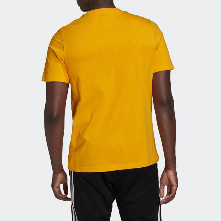 Men's adidas Large Logo Printing Casual Pullover Short Sleeve Japanese Version Yellow T-Shirt HK5229