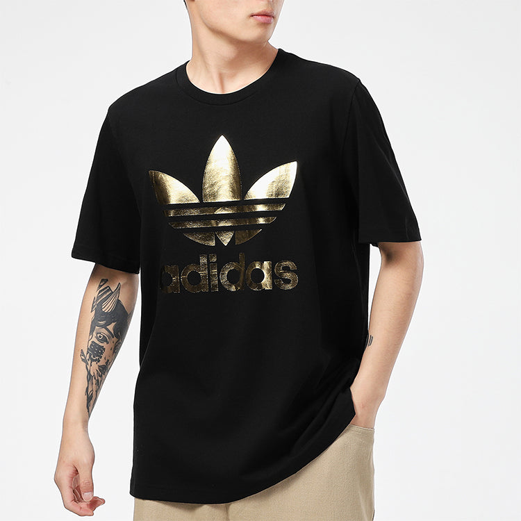adidas originals Trefoil Holo T Casual Sports Round Neck Short Sleeve Black GM3268