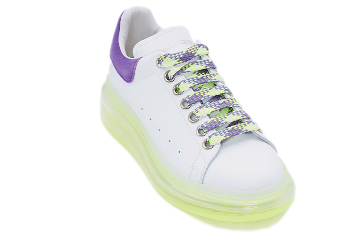 (WMNS) Alexander McQueen Neon Sole Leather Sneakers 'White Purple' 612744WIA4G9333