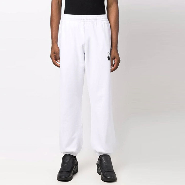 Men's Off-White FW21 Arrow Printing Solid Color Sports Pants/Trousers/Joggers Loose Fit White OMCH029F21FLE0040110