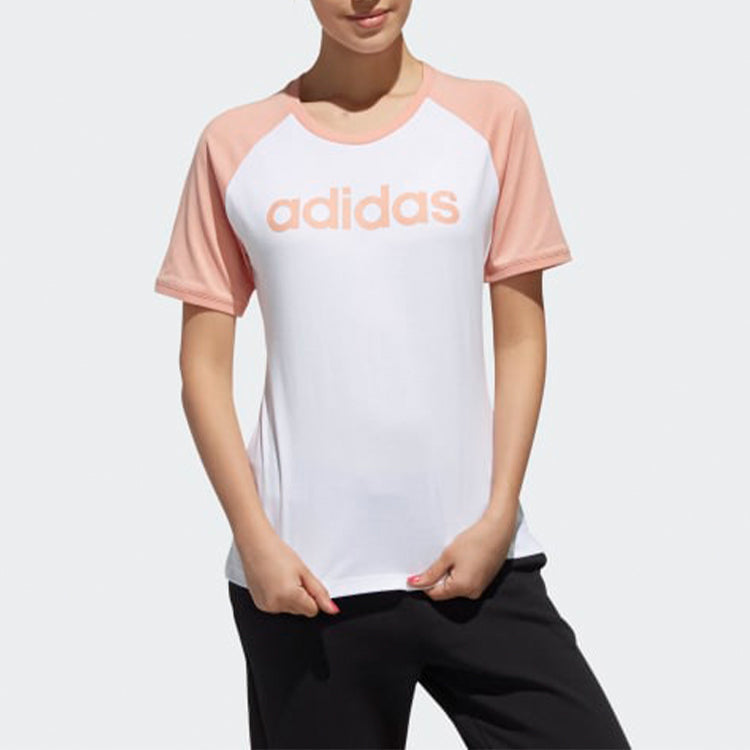 (WMNS) adidas neo Colorblock logo Printing Short Sleeve White Pink DW7949