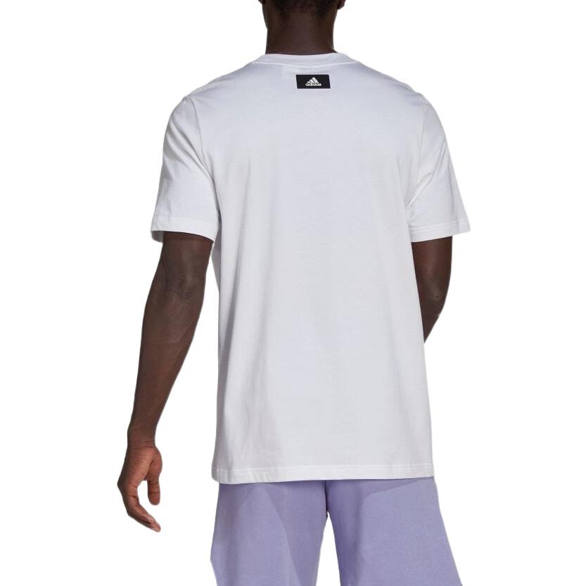 Men's adidas Large Logo Printing Casual Round Neck Pullover Short Sleeve Japanese Version White T-Shirt HC3476