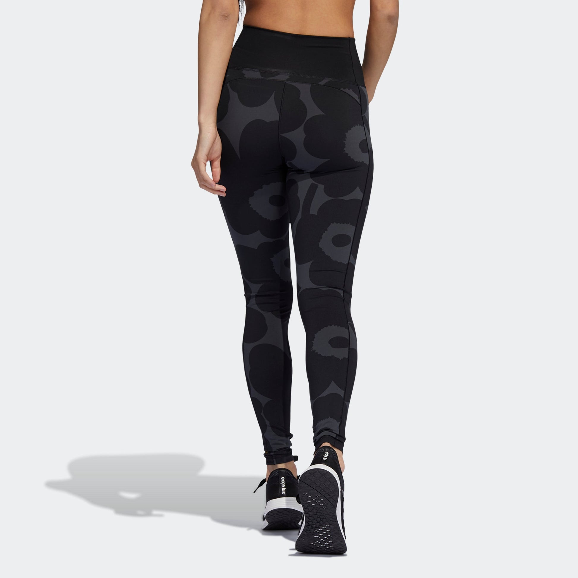 (WMNS) adidas Marimekk Bt L T Pattern Printing Fitness Training Long Pants/Trousers Black HA3377