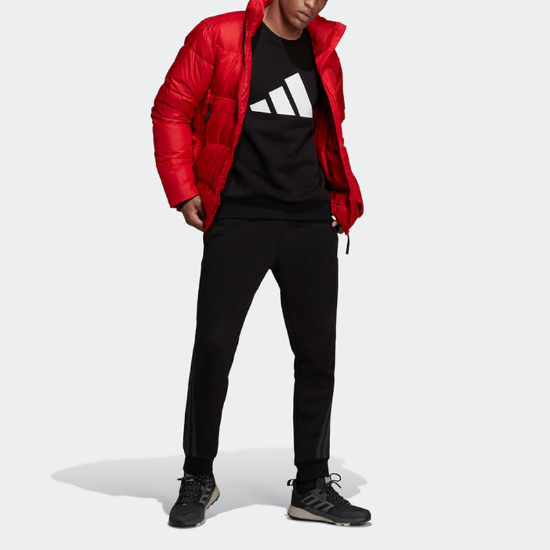 Men's adidas Logo Zipper Stand Collar Sports Stay Warm With Down Feather Red Jacket GV5348