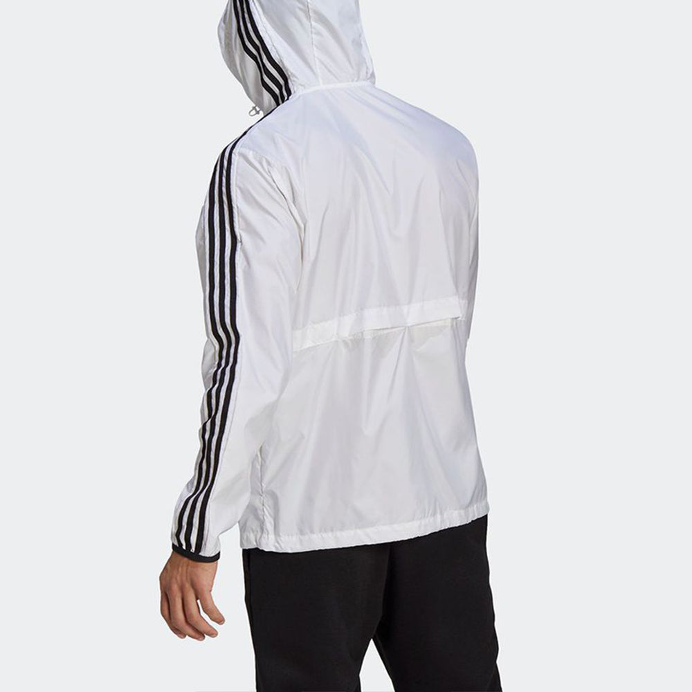 adidas Classic Three-Striped Sports Windproof Hooded Jacket For Men White GQ0602