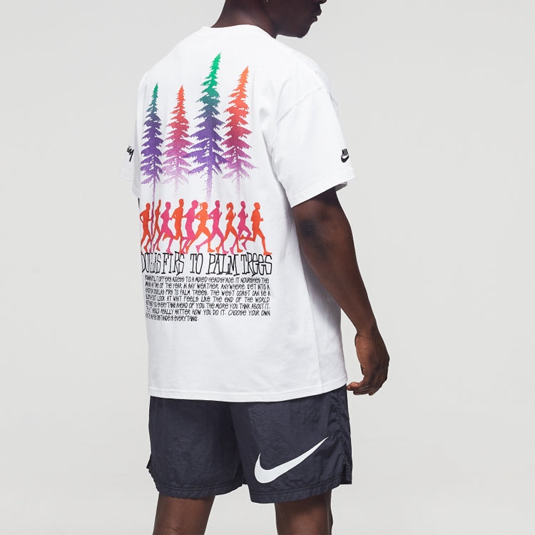 Stussy x Nike Crossover Sports Printing Short Sleeve Unisex White CU9258-100