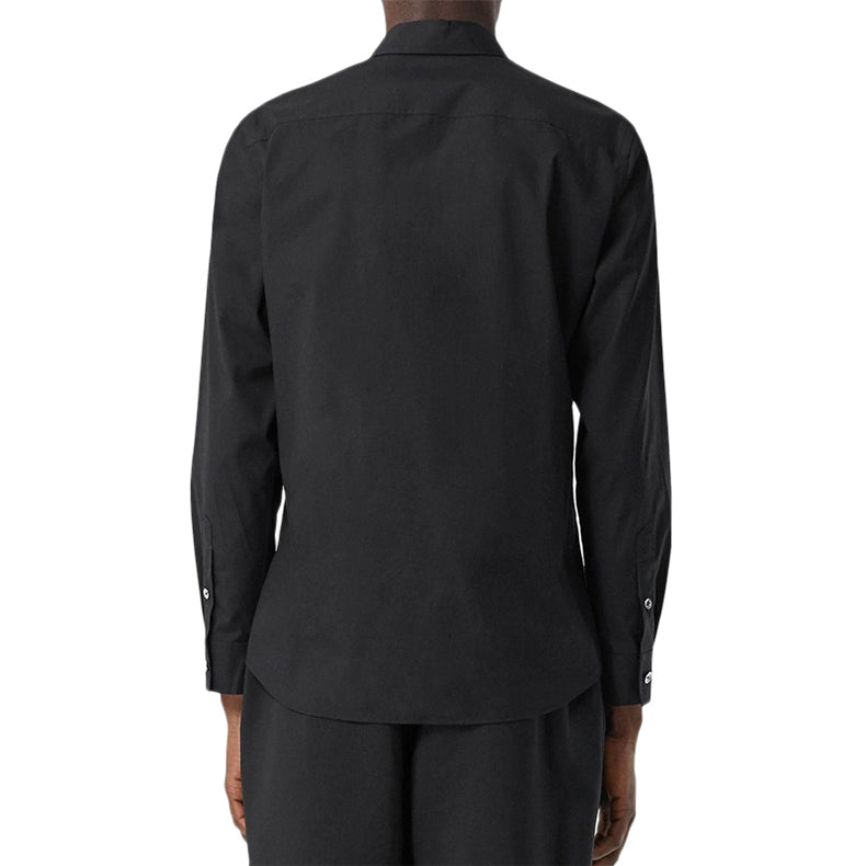 Burberry Embroidery Logo Stretch Cotton Shirt Male Black 80285551