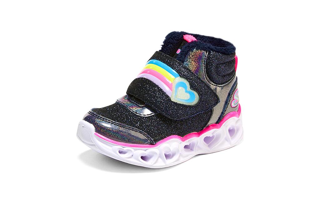 (TD) Skechers Heart Lights 'Black Pink' 302669N-NVPK