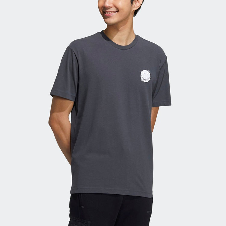 adidas neo W Smly Tee 4 Smiling Face Printing Sports Round Neck Short Sleeve Gray GP5788