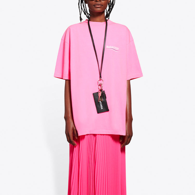 Balenciaga Political Campaign Logo Round-neck Tee Pink/Red 641655TJVF75713