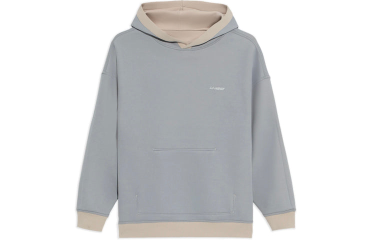Li-Ning Sports Stylish Series Logo Embroidered Hoodie 'Beige Grey' AWDS087-4