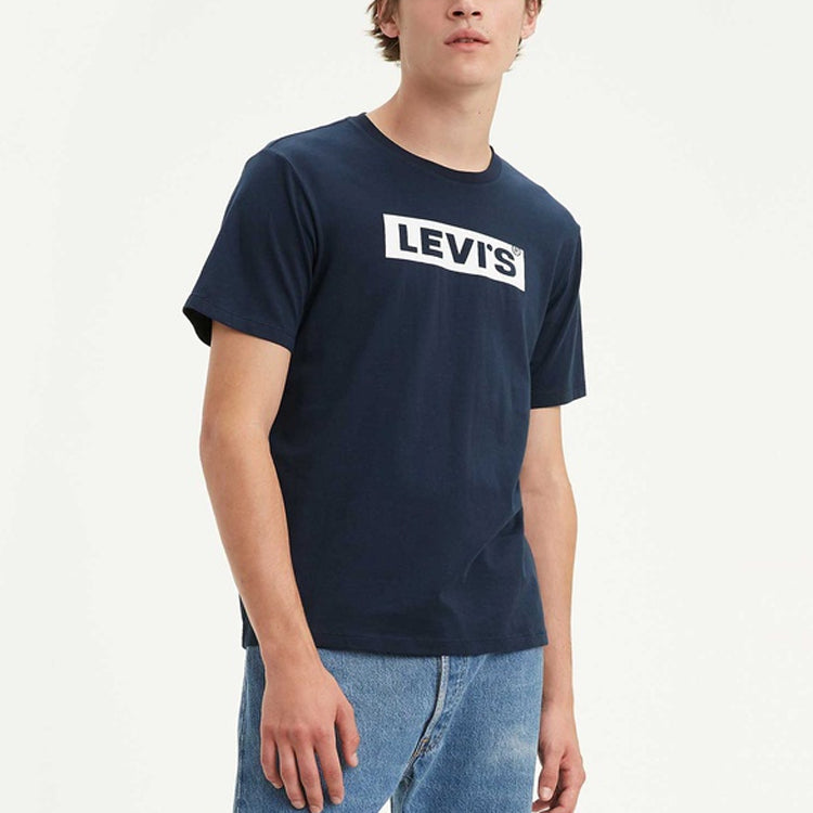 Men's Levis BOX Logo Short Sleeve Navy Blue 85785-0010