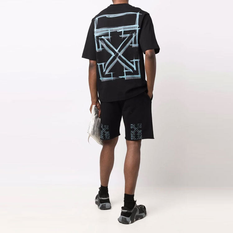 Off-White FW21 Logo Round Neck Short Sleeve Slim Fit Version Black OMAA119F21JER0231084