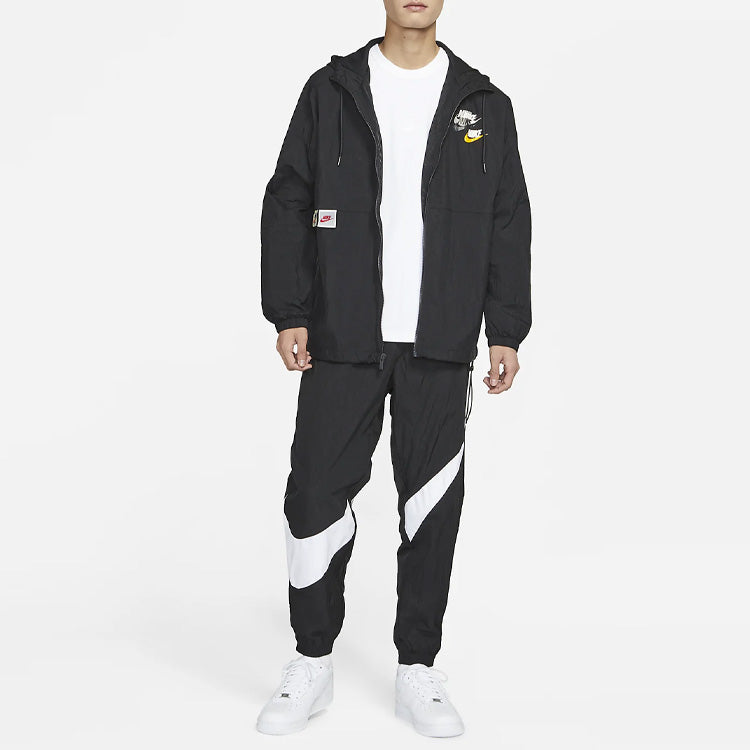 Men's Nike Sportswear Lightweight Back Printing Breathable Athleisure Casual Sports Woven Jacket Autumn Black DV3313-010