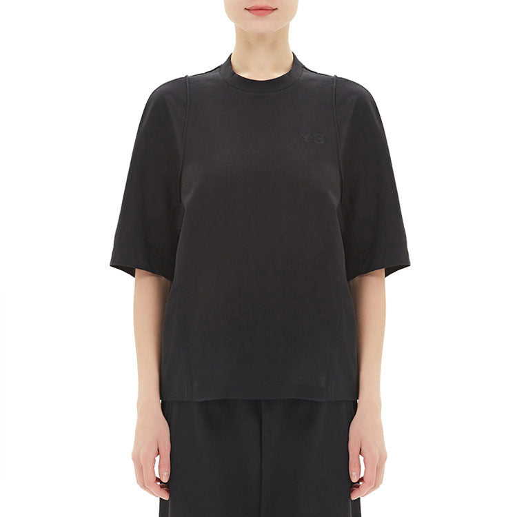 (WMNS) Y-3 SS21 Solid Color Embroidered Logo Round Neck Casual Short Sleeve Black T-Shirt GK4468