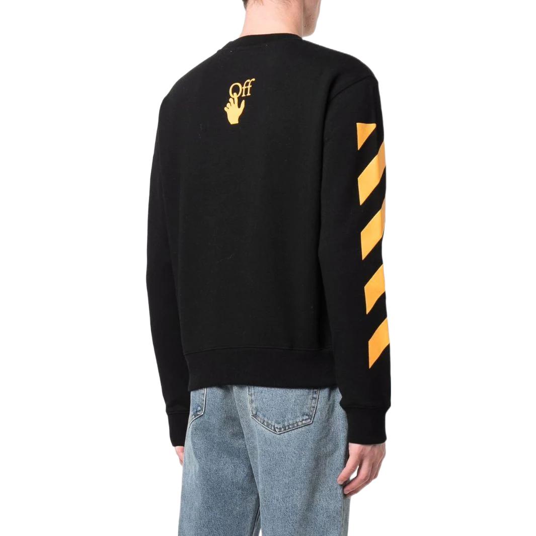 Men's Off-White Printing Round Neck Long Sleeves Version Black OMBA025F21FLE00910841084