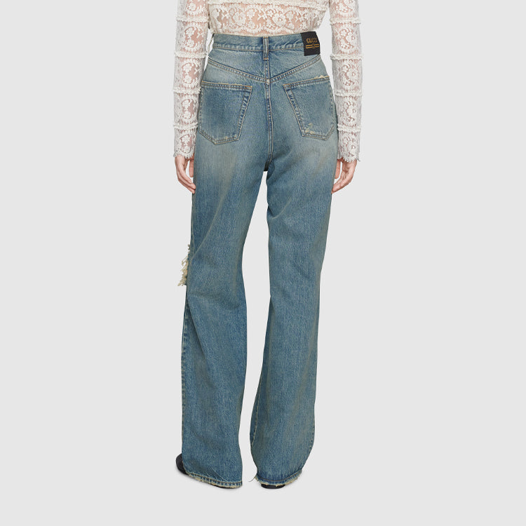 (WMNS) Gucci High-Rise Wide Leg Jeans 'Blue' 638045-XDBFI-4011