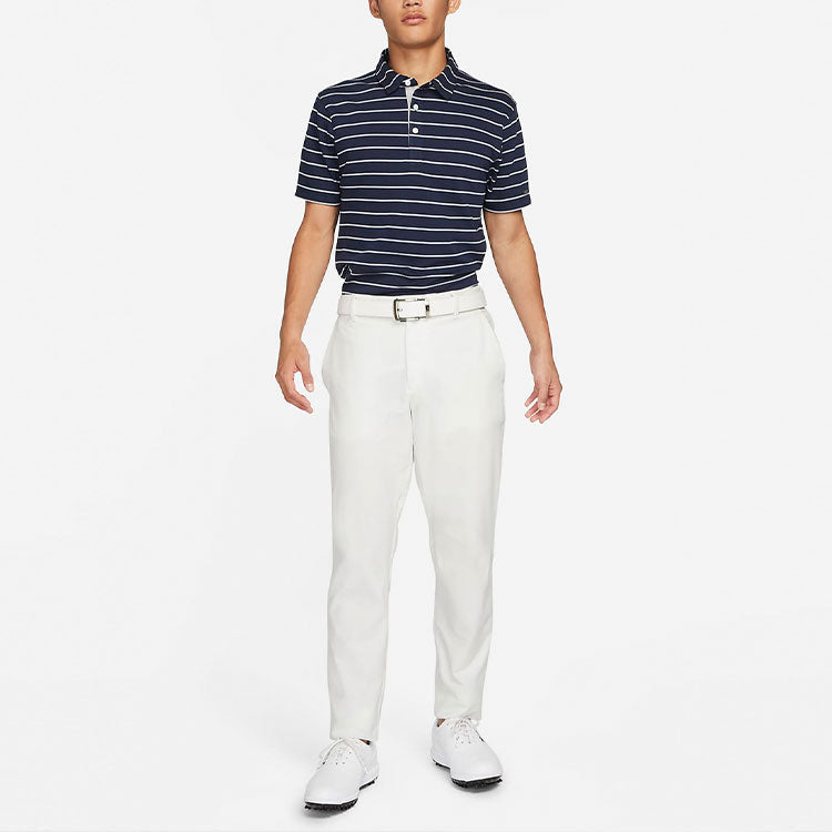 Men's Nike Dri-FIT Stripe Breathable Lapel Short Sleeve Blue Polo Shirt DH0892-451