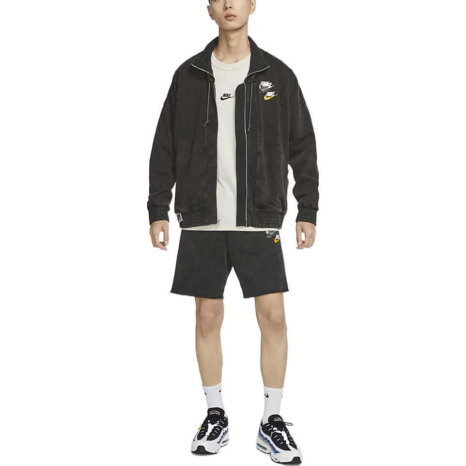 Nike Sportswear Stand Collar Logo Casual Long Sleeves Jacket Black DV3314-010