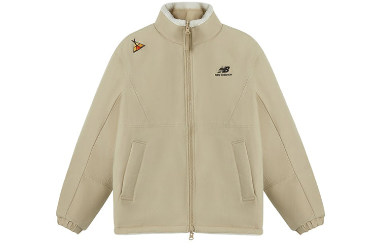 New Balance x JHI Crossover Stay Warm Splicing lambAsia Sizing 's wool Reversible Stand Collar Jacket Couple Style Khaki NQA89013-IV