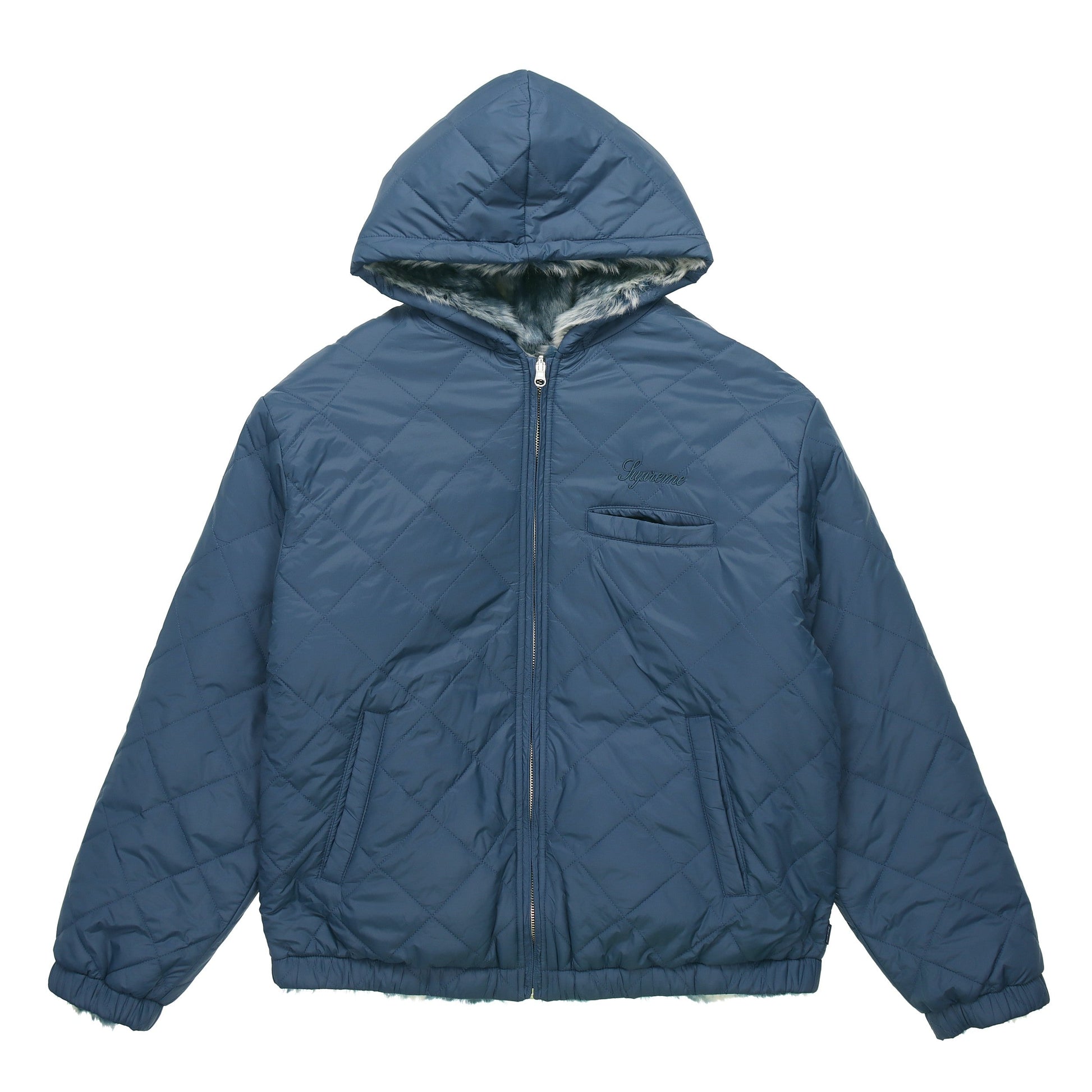 Supreme Faux Fur Reversible Hooded Jacket 'Teal White' SUP-FW20-318