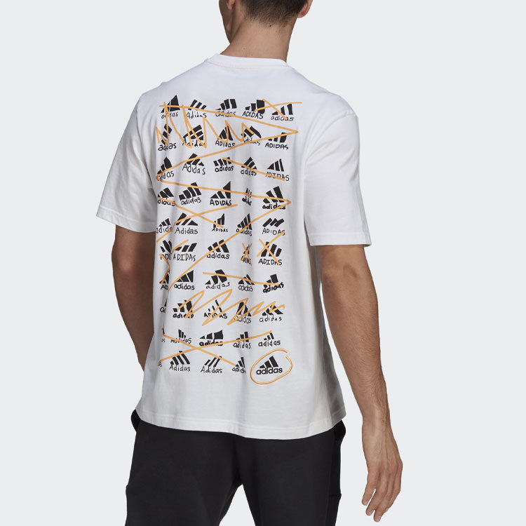 adidas Back Alphabet Printing Athleisure Casual Sports Round Neck Short Sleeve White GN6860