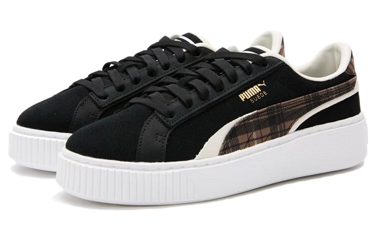 (WMNS) PUMA Suede Plat Form Plaid 'Black' 395228-01