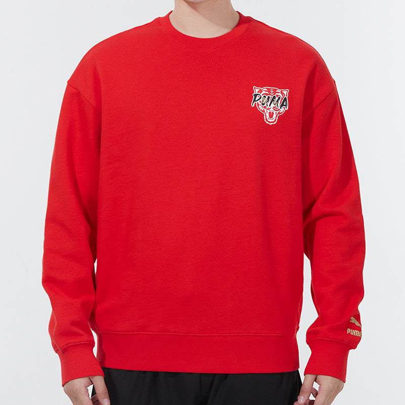 PUMA Funny Logo Sports Pullover Round Neck Red 536574-11