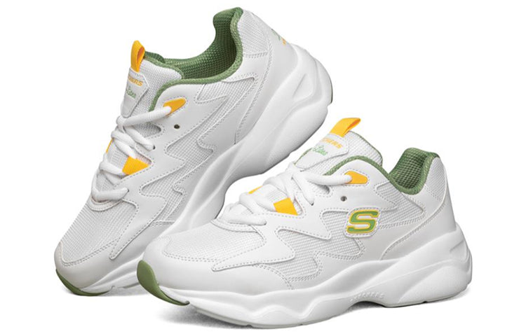 (WMNS) Skechers D'lites Airy Sports Shoes White/Green/Yellow 88888105-WGRN