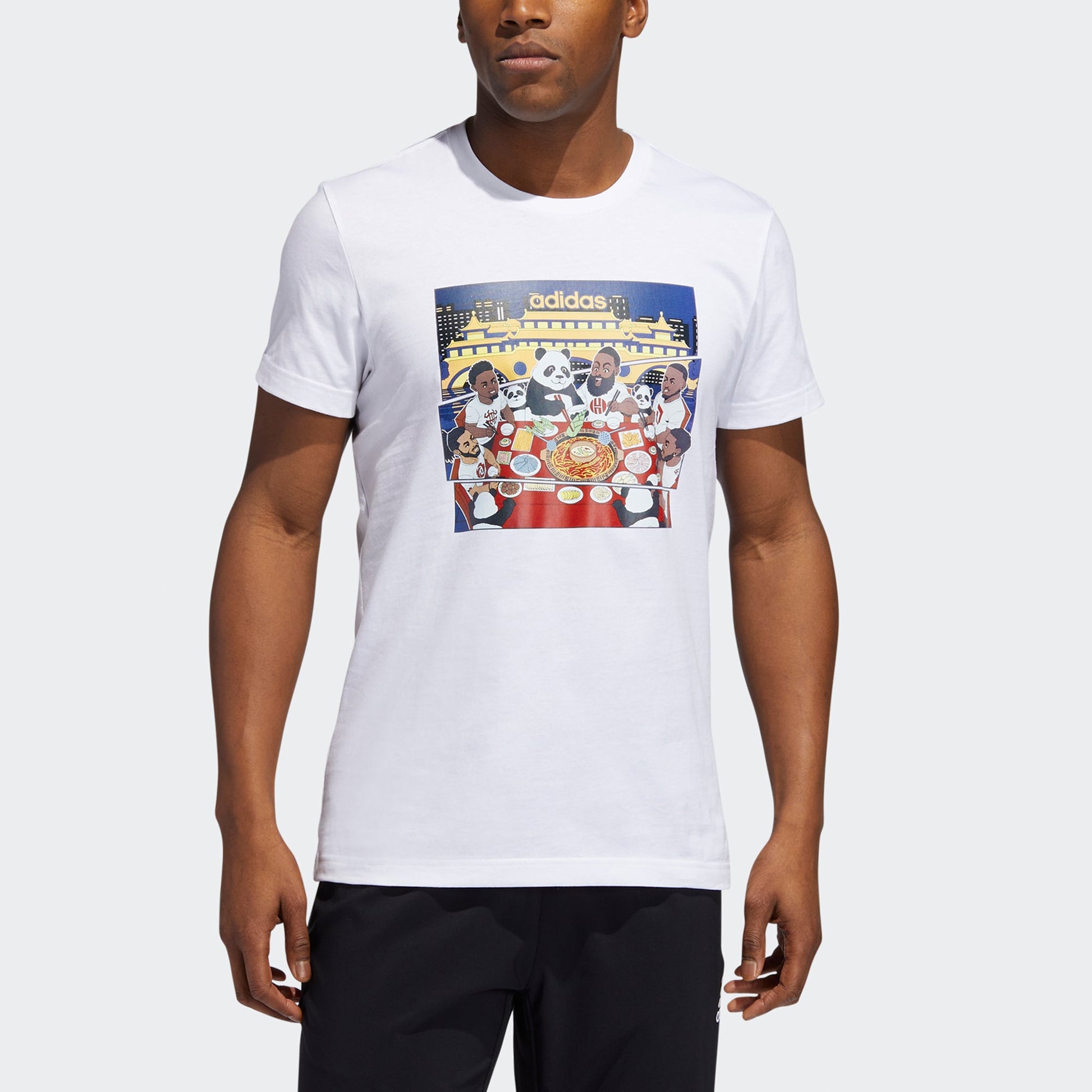 adidas Chengdu Tee Cartoon Printing Basketball Sports Short Sleeve White GE1062