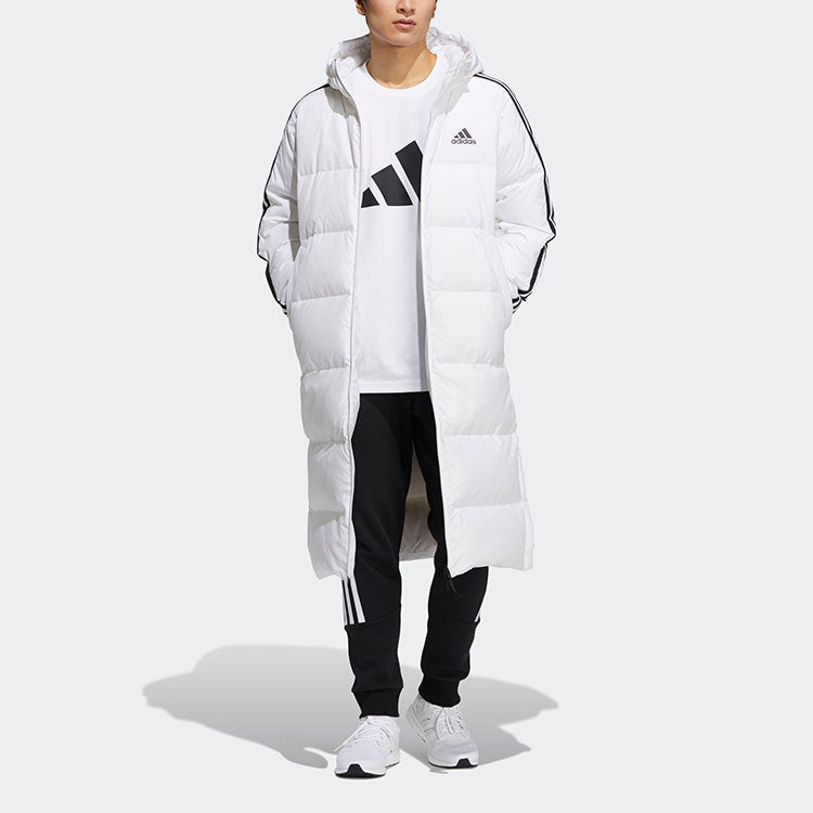 adidas 3ST Long Coat Outdoor Sports Hooded Stay Warm Down Jacket White H20762