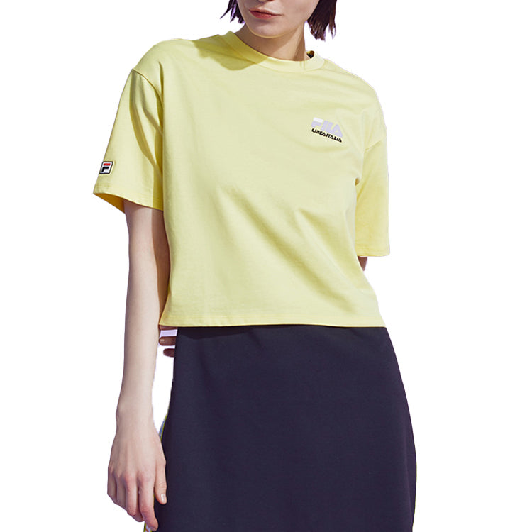 (WMNS) Fila Alphabet Printing Minimalistic Short Sleeve Yellow T11W026101F-YE