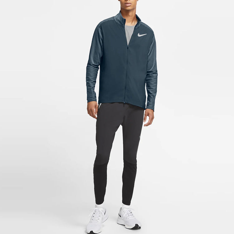 Nike Stripe Pattern Splicing Zipper Stand Collar Jacket Blue Dark blue CU5398-458