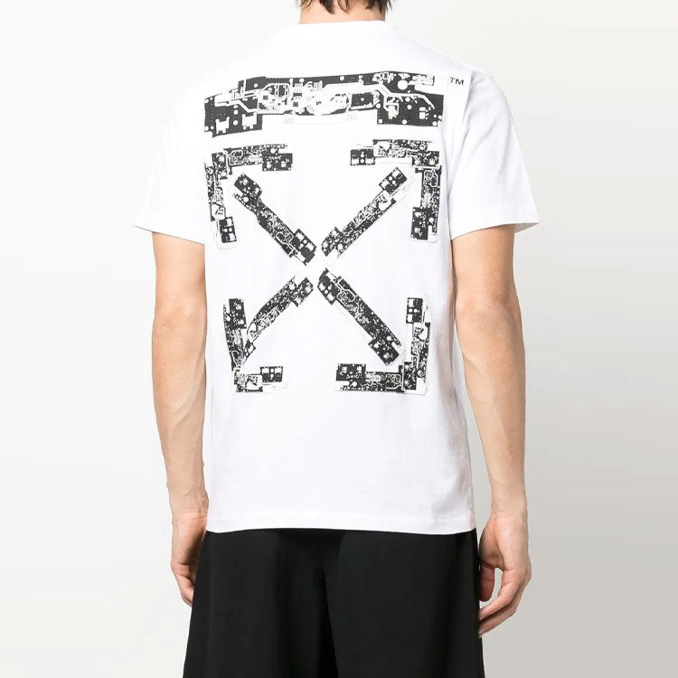 Men's Off-White x Teenage Engineering Crossover Logo Printing Short Sleeve White T-Shirt OMAA027T22JER0010110