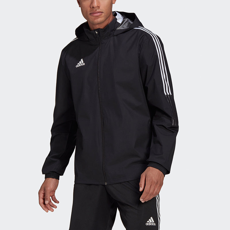 adidas Tiro21 Aw Jkt Football Casual Sports Hooded Jacket Men's Black GH4466